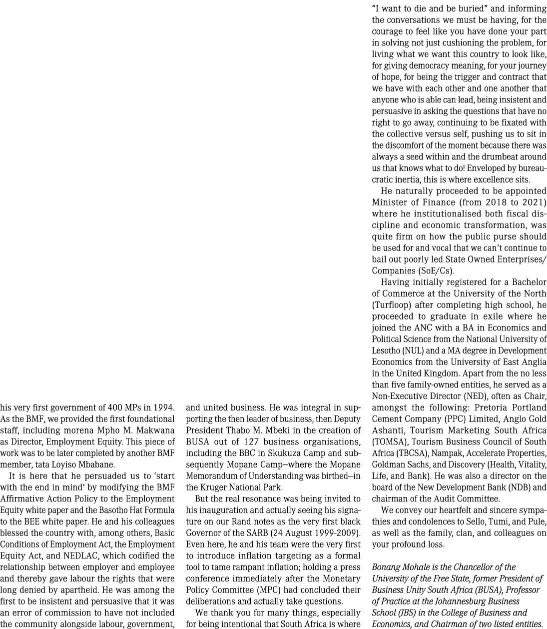 his very first government of 400 MPs in 1994. As the BMF, we provided the first foundational staff, including morena ...