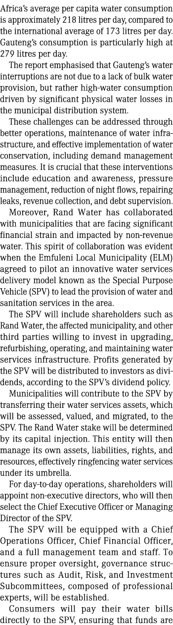 Africa’s average per capita water consumption is approximately 218 litres per day, compared to the international aver...