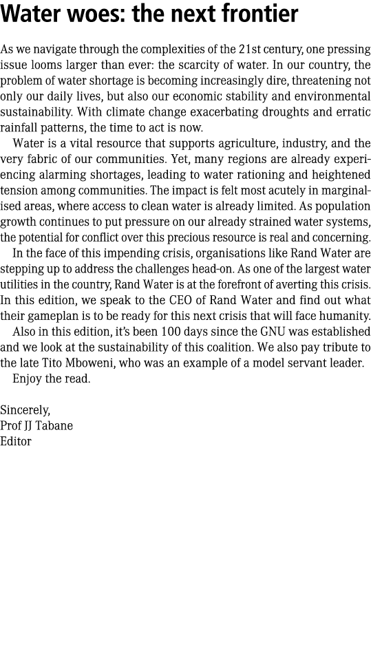Water woes: the next frontier As we navigate through the complexities of the 21st century, one pressing issue looms l...