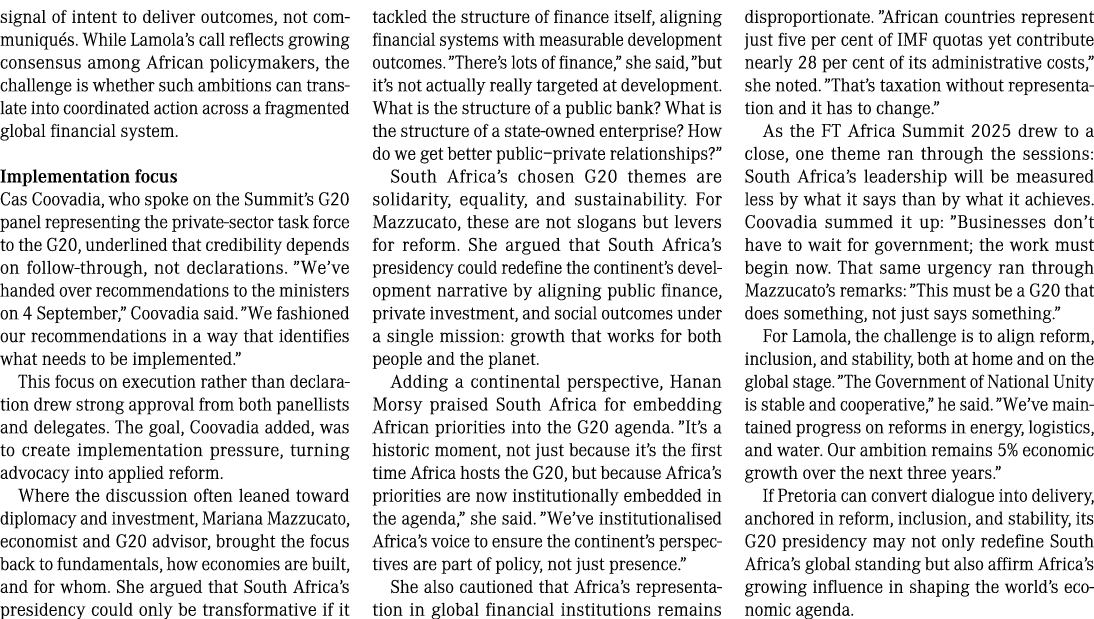 signal of intent to deliver outcomes, not communiqu s. While Lamola’s call reflects growing consensus among African p...