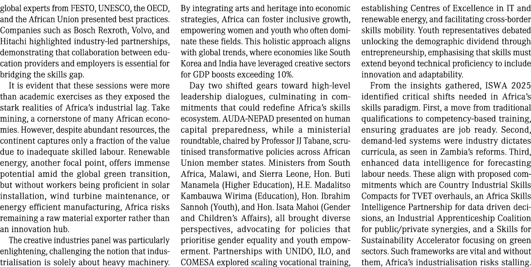 global experts from FESTO, UNESCO, the OECD, and the African Union presented best practices. Companies such as Bosch ...