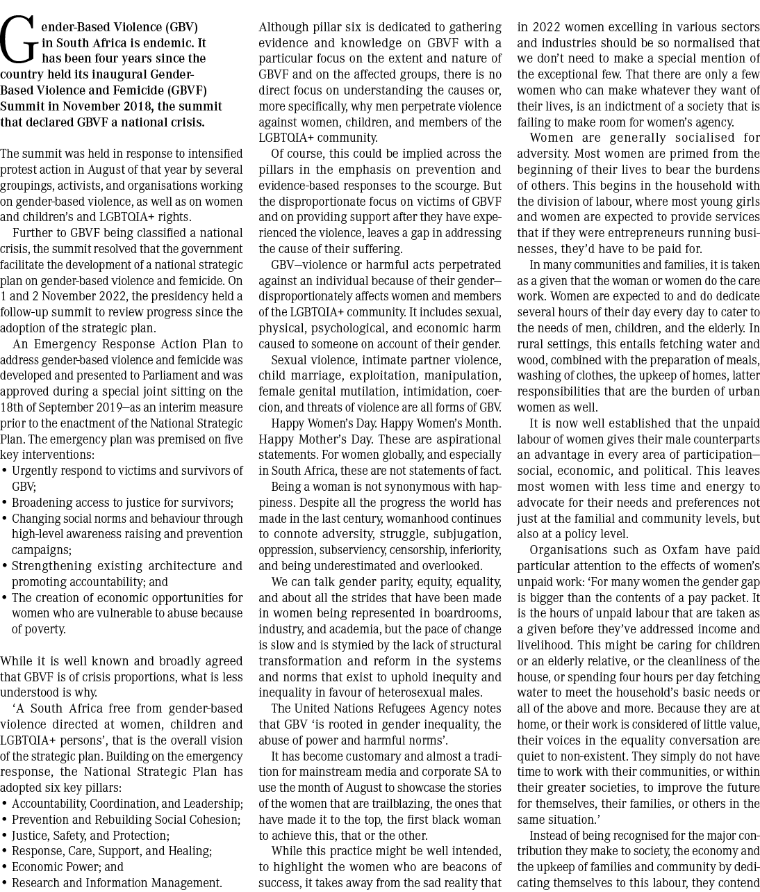 Gender Based Violence (GBV) in South Africa is endemic. It has been four years since the country held its inaugural G...