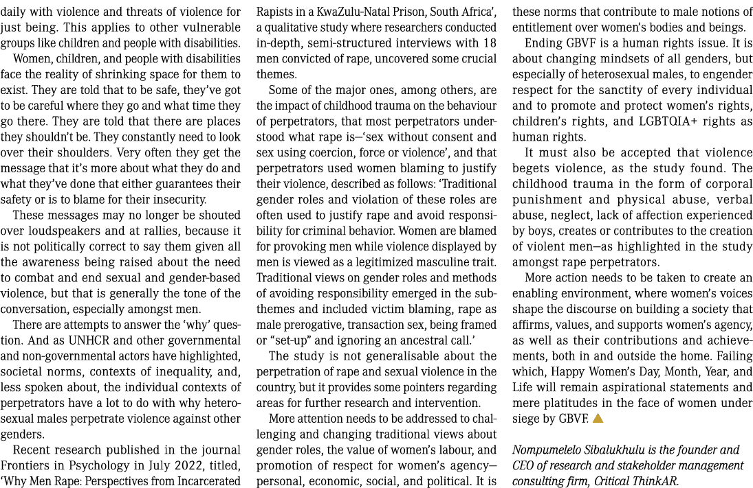 daily with violence and threats of violence for just being. This applies to other vulnerable groups like children and...