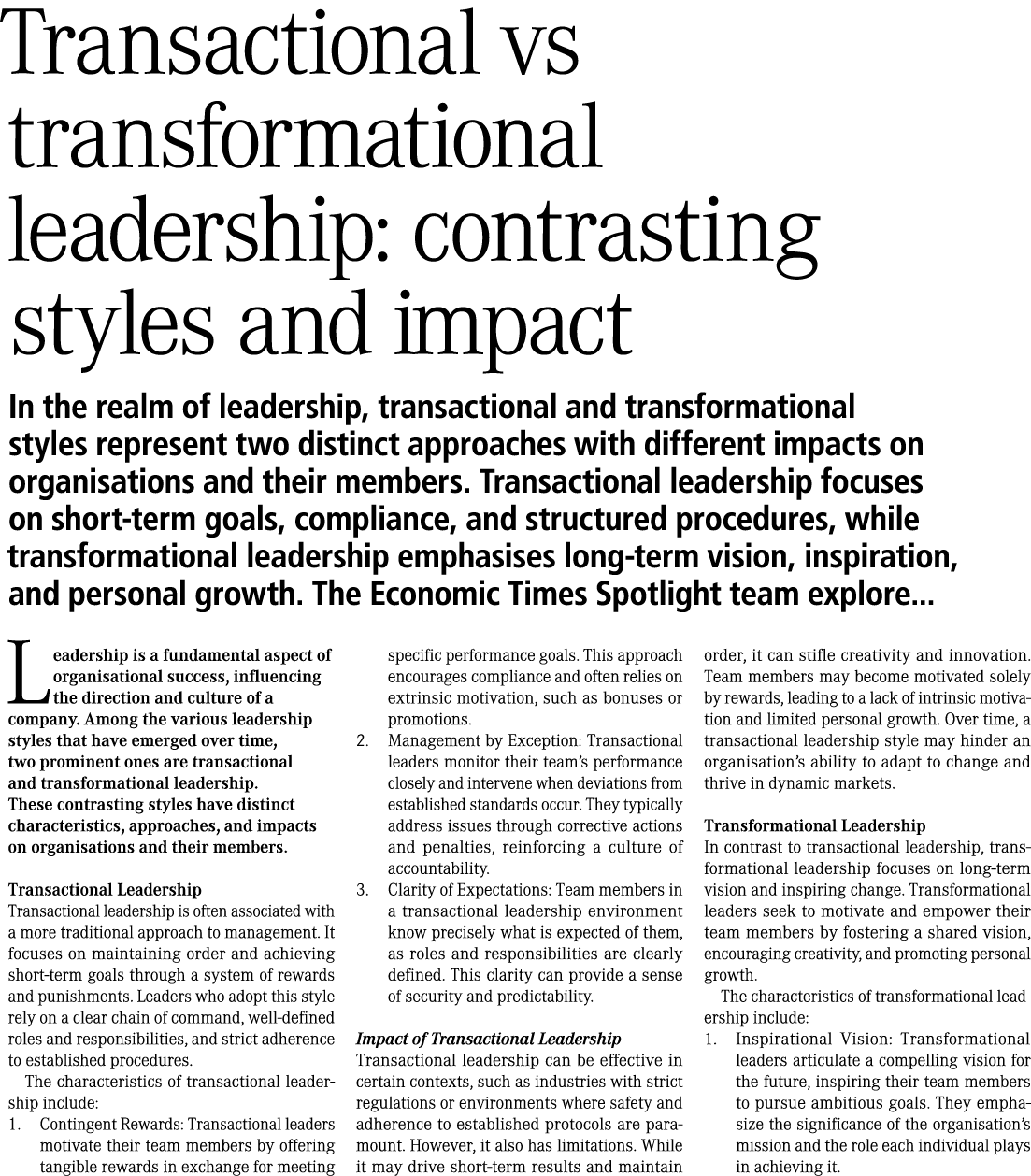 Transactional vs transformational leadership: contrasting styles and impact In the realm of leadership, transactional...