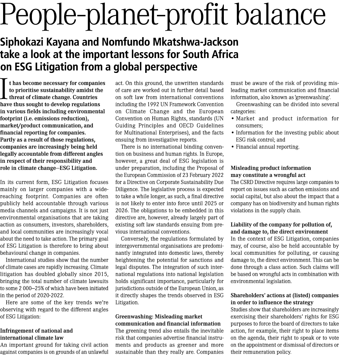 People‑planet‑profit balance Siphokazi Kayana and Nomfundo Mkatshwa-Jackson take a look at the important lessons for ...