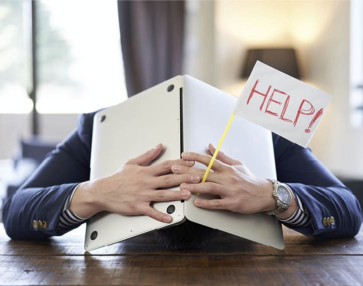 Asian male business person giving up