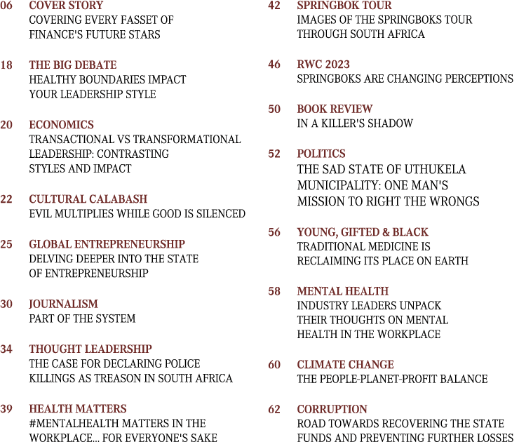 06 Cover Story Covering every FASSET of finance's future stars 18 The Big Debate Healthy Boundaries Impact Your Lea...