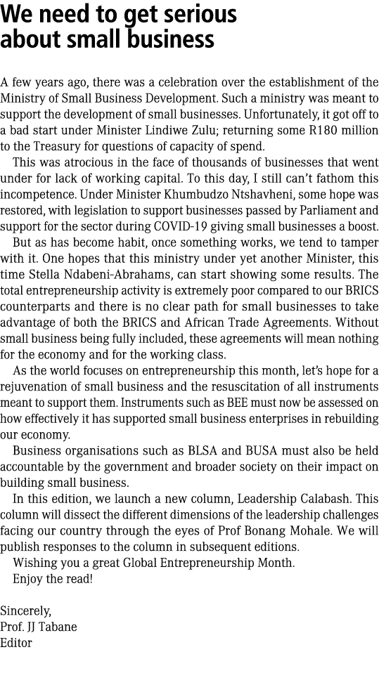 We need to get serious about small business A few years ago, there was a celebration over the establishment of the Mi...