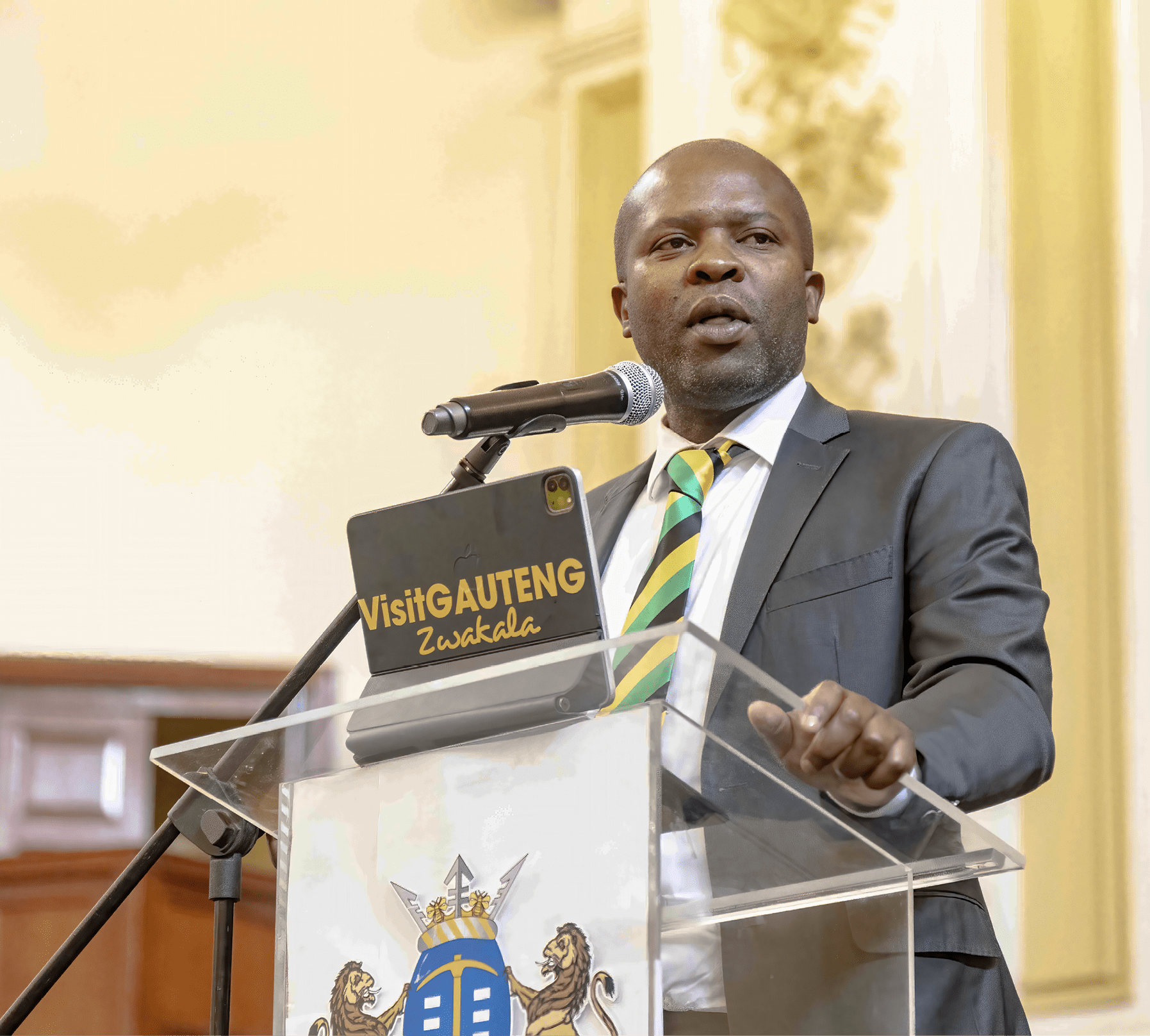 JOHANNESBURG, SOUTH AFRICA - DECEMBER 06: Lebogang Maile (Acting Premier) at the Exile Repatriation And Restitution Ceremony at Johannesburg City Hall on December 06, 2024 in Johannesburg, South Africa. The ceremony forms part of the exile repatriation project to exhume, hand over and bury the remains of freedom fighters who died in exile in Mozambique and Zimbabwe. (Photo by OJ Koloti/Gallo Images via Getty Images)