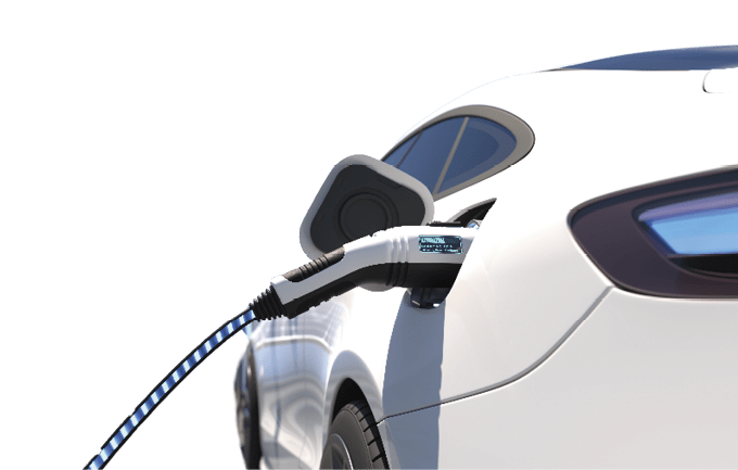 Electric car power charging, Charging technology, Clean energy filling technology. 3D illustration