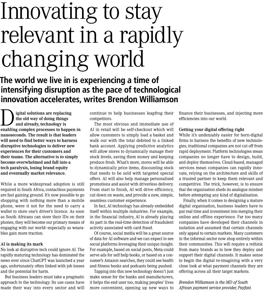 Innovating to stay relevant in a rapidly changing world The world we live in is experiencing a time of intensifying d...