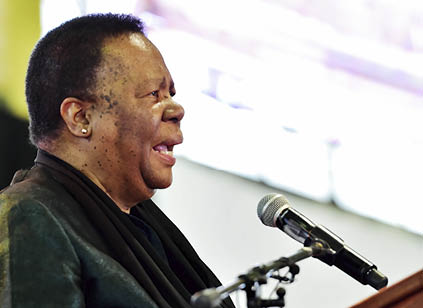 (In pic - Minister of Higher Education and Training, Naledi Pandor delivers the keynote address during the official memorial service for Environmental Affairs Minister Edna Molewa ) The official memorial service for Environmental Affairs Minister Edna Molewa  held at Tshwane Event Center, 03/010/2018. Jairus Mmutle/GCIS