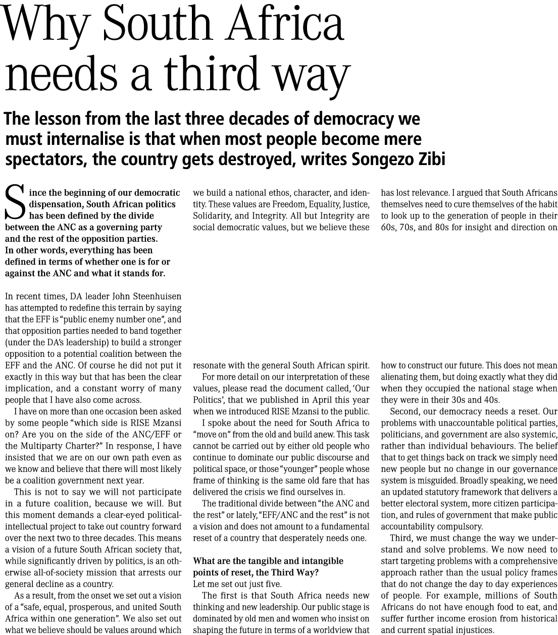 Why South Africa needs a third way The lesson from the last three decades of democracy we must internalise is that wh...