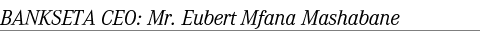 BANKSETA CEO: Mr. Eubert Mfana Mashabane