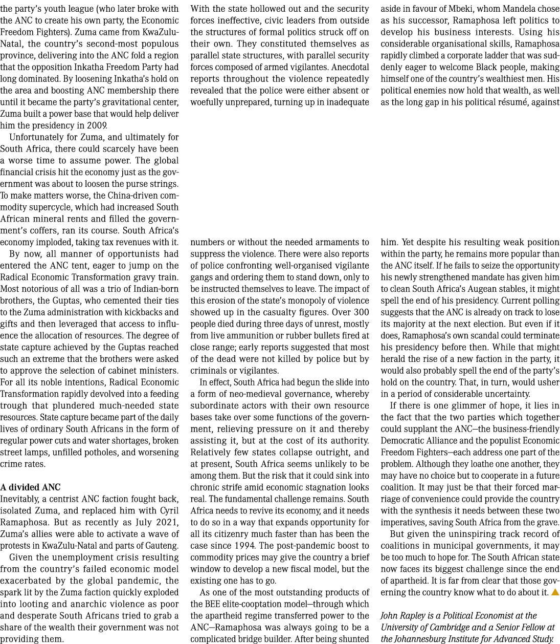 the party’s youth league (who later broke with the ANC to create his own party, the Economic Freedom Fighters). Zuma ...