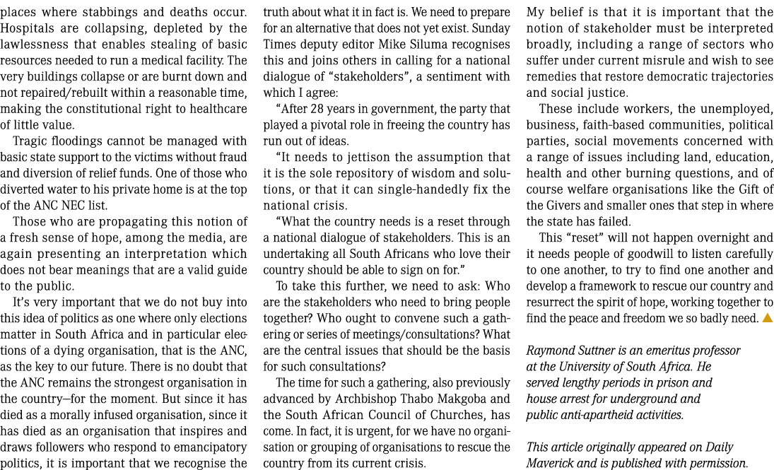 places where stabbings and deaths occur. Hospitals are collapsing, depleted by the lawlessness that enables stealing ...