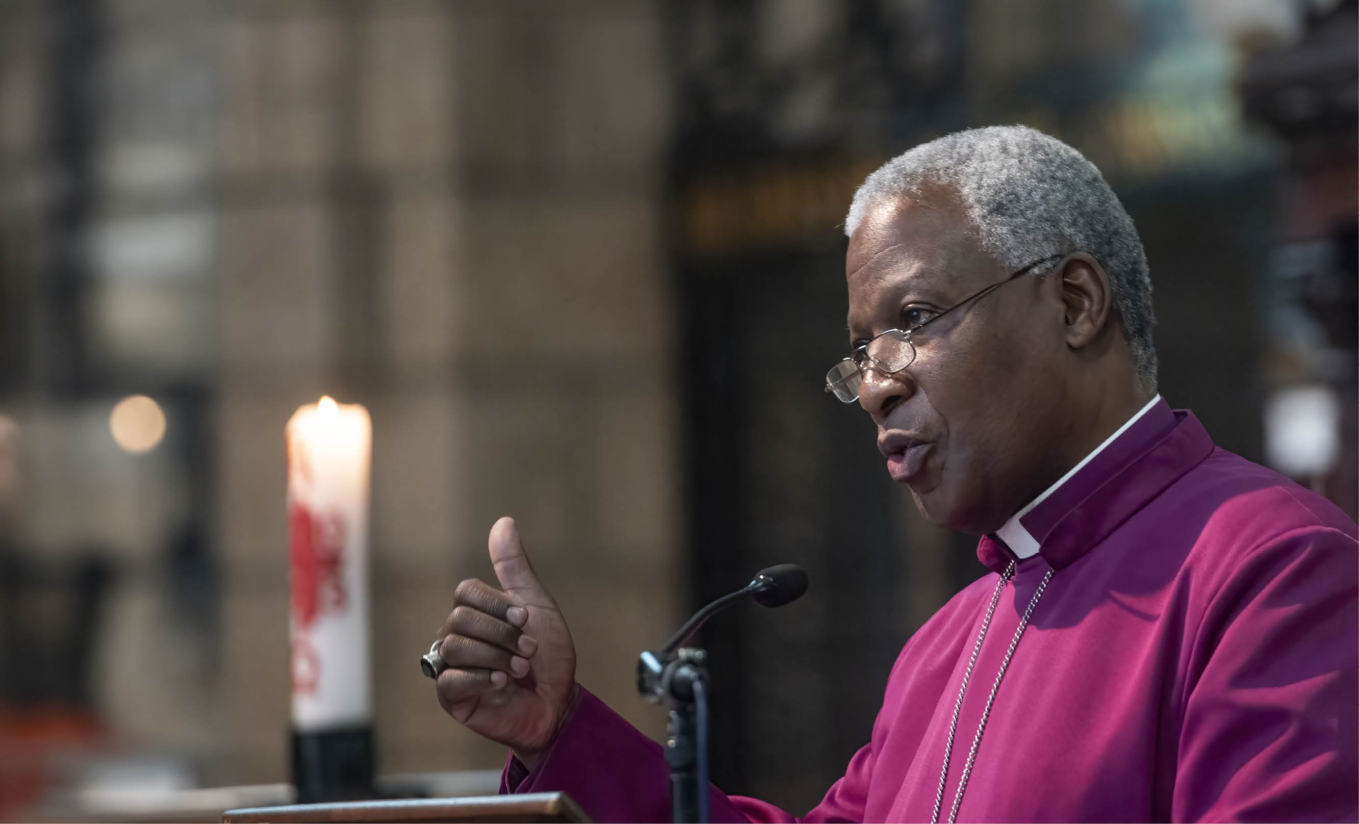 CAPE TOWN, SOUTH AFRICA - AUGUST 09: Archbishop Dr Thabo Makgoba during a Interfaith Prayer Service For Peace at St George's Cathedral on August 09, 2023 in Cape Town, South Africa. This comes after a number of people have died in violent protests relating to a taxi strike in the Western Cape. (Photo by Brenton Geach/Gallo Images via Getty Images)