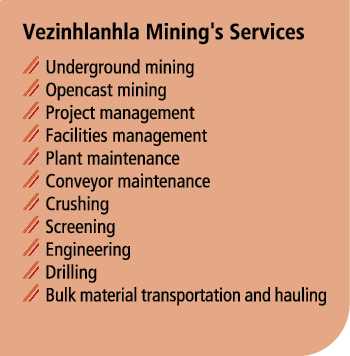 Vezinhlanhla Mining's Services ￼ Underground mining ￼ Opencast mining ￼ Project management ￼ Facilities management ￼ ...