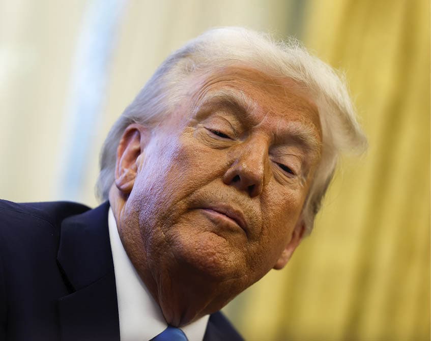WASHINGTON, DC - FEBRUARY 04: U.S. President Donald Trump pauses before signing two executive orders in the Oval Office of the White House on February 04, 2025 in Washington, DC. Trump signed an executive order “reimposing maximum pressure on Iran" and an executive order withdrawing the United States from the United Nations Relief and Works Agency for Palestine Refugees in the Near East and the United Nations Human Rights Council. (Photo by Anna Moneymaker/Getty Images)