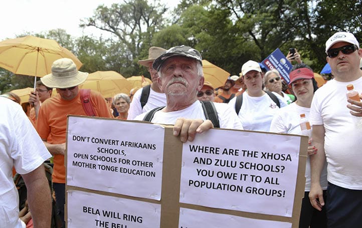 PRETORIA, SOUTH AFRICA - NOVEMBER 05: Various political parties at the implementation of the BELA Act on November 05, 2024 in Pretoria, South Africa. The group protested against Sections 5 and 6 of the Basic Education Laws Amendment Act 32 of 2024 (Bela Act), which is set to deprive school governing bodies of the final decision-making powers over schools? admission and language policies. (Photo by Frennie Shivambu/Gallo Images via Getty Images)