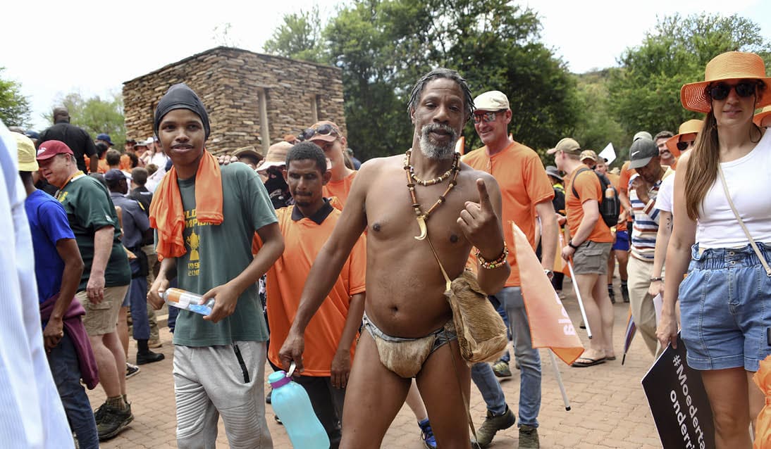 PRETORIA, SOUTH AFRICA - NOVEMBER 05: Various political parties at the implementation of the BELA Act on November 05, 2024 in Pretoria, South Africa. The group protested against Sections 5 and 6 of the Basic Education Laws Amendment Act 32 of 2024 (Bela Act), which is set to deprive school governing bodies of the final decision-making powers over schools? admission and language policies. (Photo by Frennie Shivambu/Gallo Images via Getty Images)