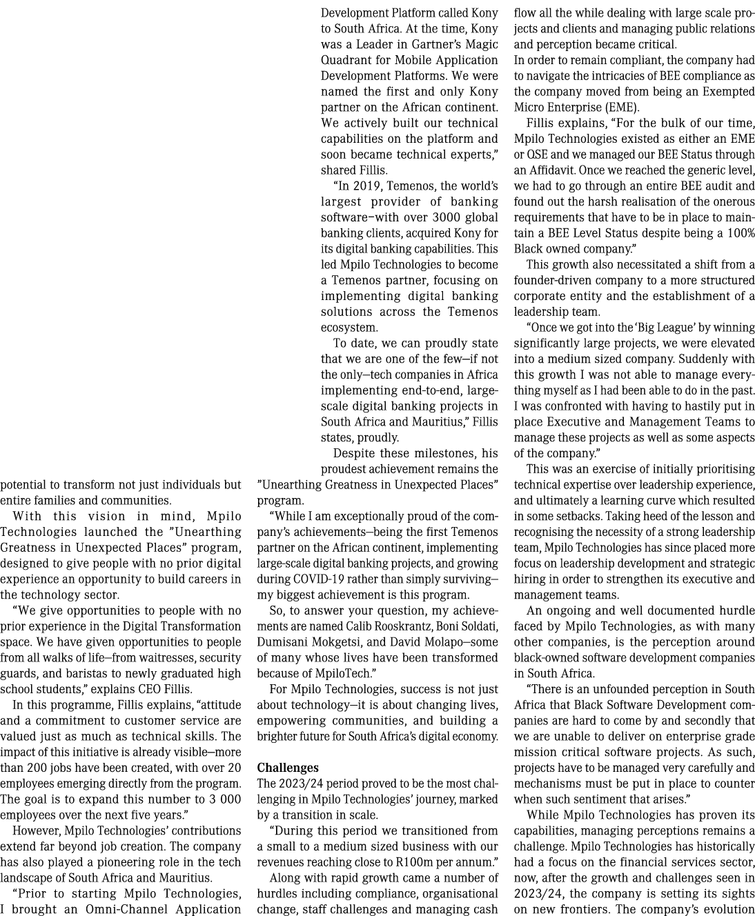 potential to transform not just individuals but entire families and communities. With this vision in mind, Mpilo Tech...
