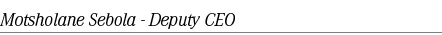Motsholane Sebola Deputy CEO