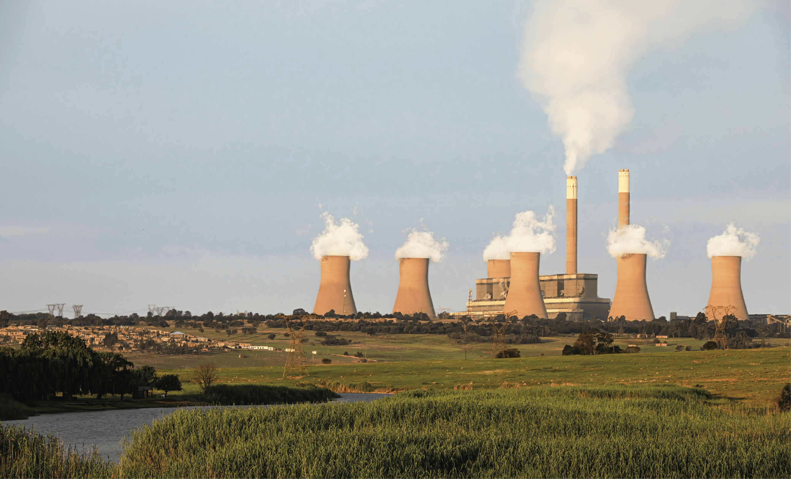 DUVHA, SOUTH AFRICA - NOVEMBER 23: A general view of coal fired power station Duvha on November 23, 2024 in Duvha, Mpumalanga Province, South Africa. The power plant, operated by the government owned company Eskom, is one of many coal fired stations in the province. The international community is putting pressure on South Africa to close their fleet of aging coal-fired plants, which provides most of the electricity in the country. The Just Energy Transition Investment Plan, primarily funded by France, Germany, the United Kingdom, the United States, and the European Union, has pledged about US$8.5 billion to South Africa for phasing out these power stations but its estimated that about US$250 billion (almost R4-trillion) is needed the next decades to finance South Africas transition from coal. Hundreds of thousands of people work in the coal industry in Mpumalanga Province alone and its uncertain how they will be re-trained or get new jobs, many who has no advanced skills. There are about 130 active coal mines (collieries) in Mpumalanga and about 600 closed ones, and the pollution is some of the worst in the world according to a recent report by Greenpeace. (Photo by Per-Anders Pettersson/Getty Images)