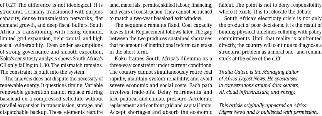 of 0.27. The difference is not ideological. It is structural. Germany transitioned with surplus capacity, dense trans...