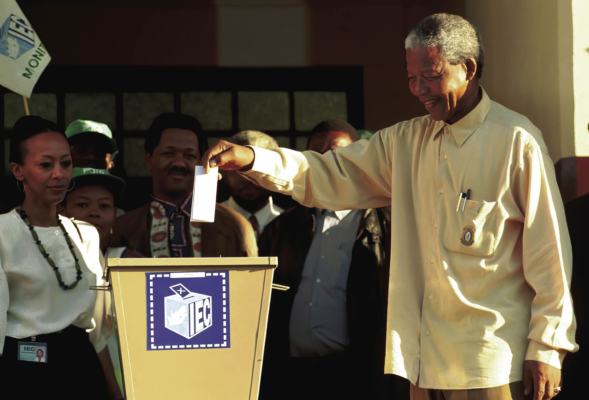 383912 04: President Nelson Mandela votes at a small station on April 28, 1994 outside Durban, Natal during the historic democratic election on February 28, 1994 in South Africa. (Photo by Per-Anders Pettersson/ Liaison Agency)