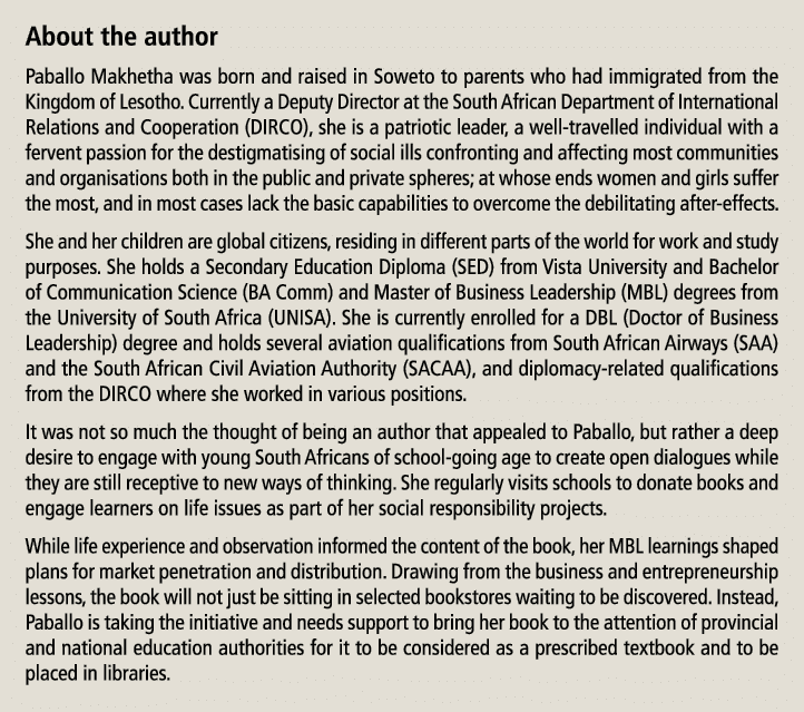 About the author Paballo Makhetha was born and raised in Soweto to parents who had immigrated from the Kingdom of Les...