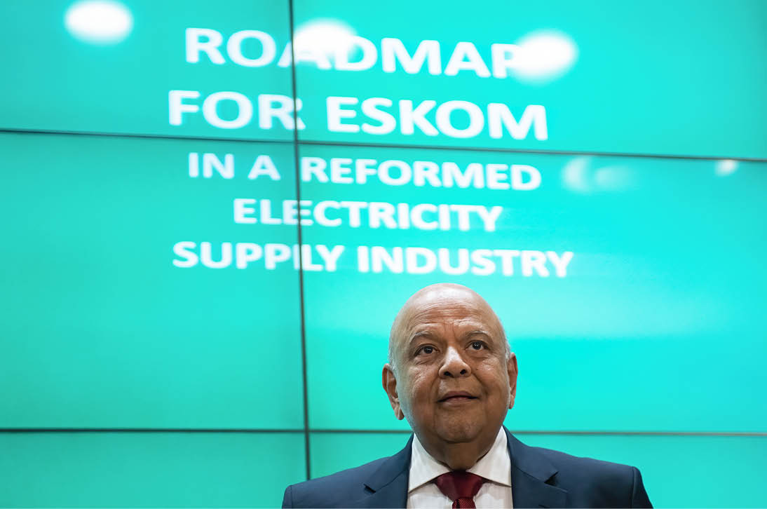 Pravin Gordhan, South Africa's minister for public enterprises, speaks during a news conference to announce the Eskom Holdings SOC Ltd. rescue plan in Pretoria, South Africa, on Tuesday, Oct. 29, 2019. South Africa unveiled its long-awaited plan to save the debt-stricken state power utility, including exposing it to greater competition, lowering fuel costs, increasing renewable-energy output and selling non-core assets. Photographer: Waldo Swiegers/Bloomberg via Getty Images