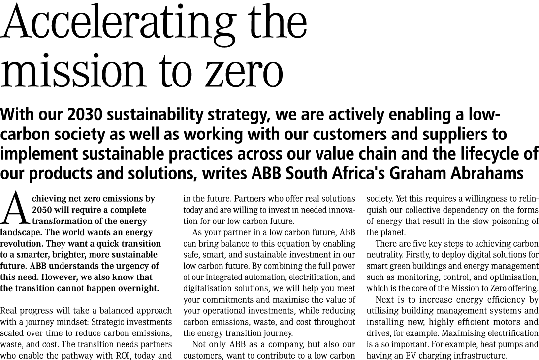 Accelerating the mission to zero With our 2030 sustainability strategy, we are actively enabling a low carbon society...