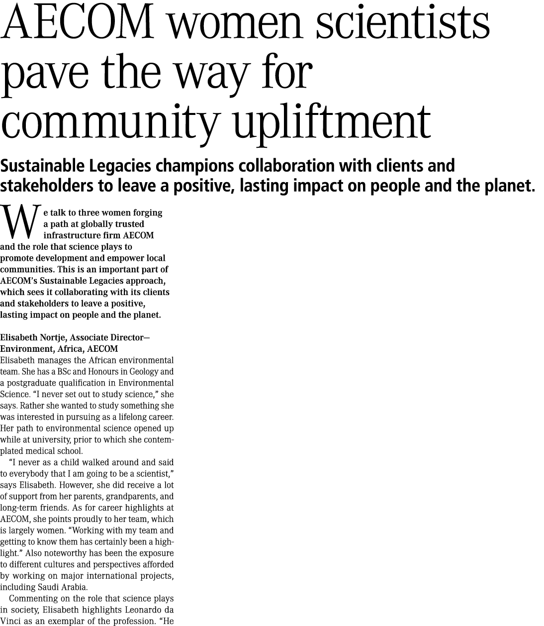 AECOM women scientists pave the way for community upliftment Sustainable Legacies champions collaboration with client...