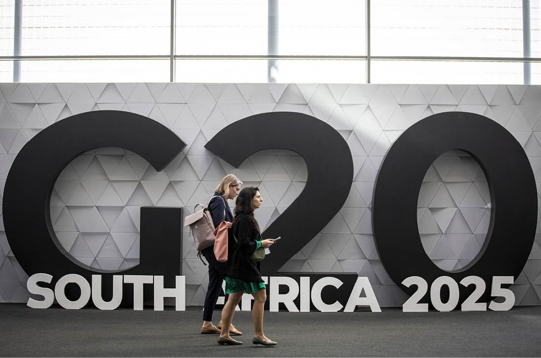 CAPE TOWN, SOUTH AFRICA - FEBRUARY 24: Delegates arrive for the G20 finance track meetings, led by the national treasury and the South African reserve bank (SARB) on February 24, 2025 in Cape Town, South Africa. G20 finance and central bank deputies meet February 24-25 followed by finance ministers and central bank governor meetings February 26-27 at Cape Town international convention center. South Africa is hosting this year's series of G20 meetings, culminating in the summit for country leaders in November. (Photo by Per-Anders Pettersson/Getty Images)