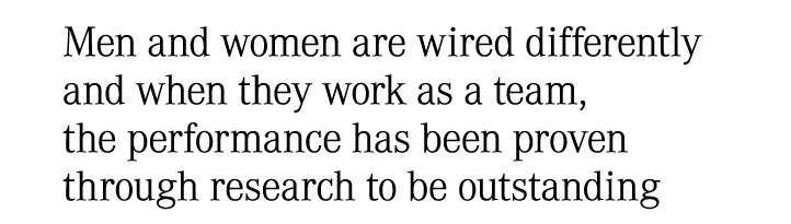 Men and women are wired differently and when they work as a team, the performance has been proven through research to...