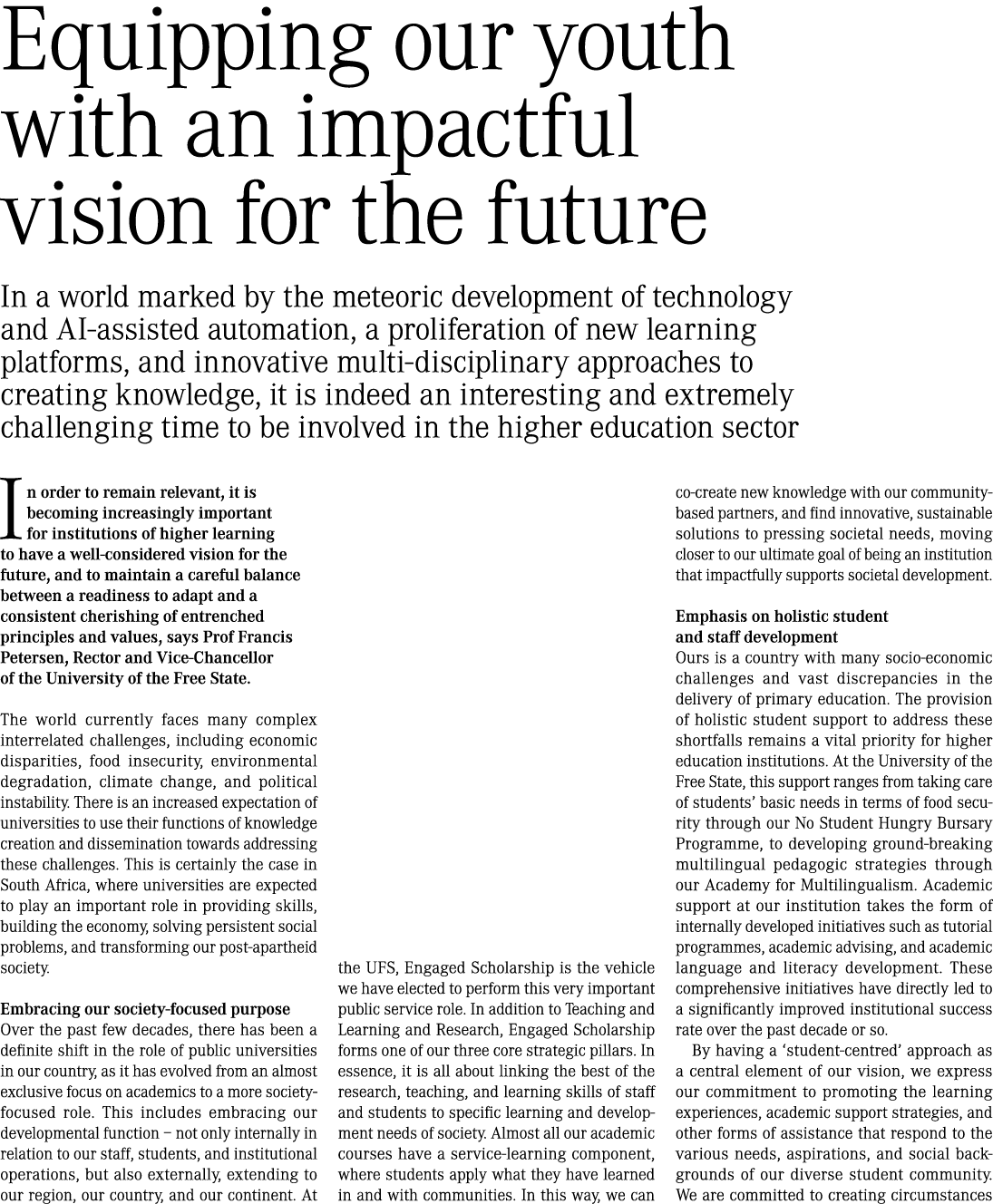 Equipping our youth with an impactful vision for the future In a world marked by the meteoric development of technolo...