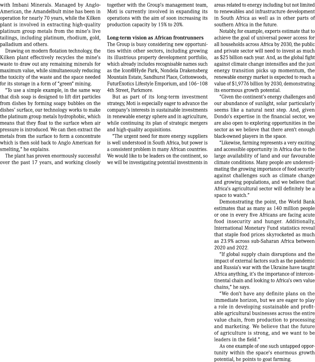 with Imbani Minerals. Managed by Anglo American, the Amandelbult mine has been in operation for nearly 70 years, whil...