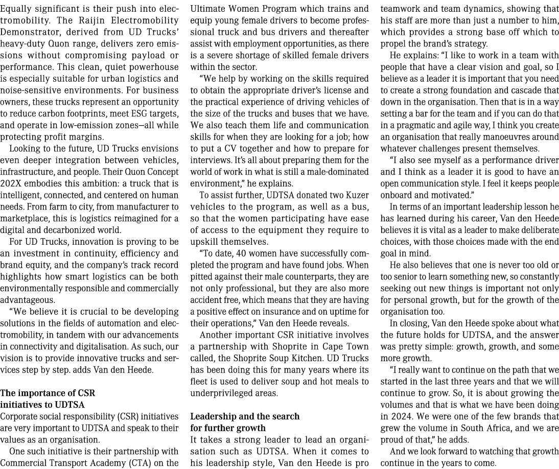 Equally significant is their push into electromobility. The Raijin Electromobility Demonstrator, derived from UD Truc...