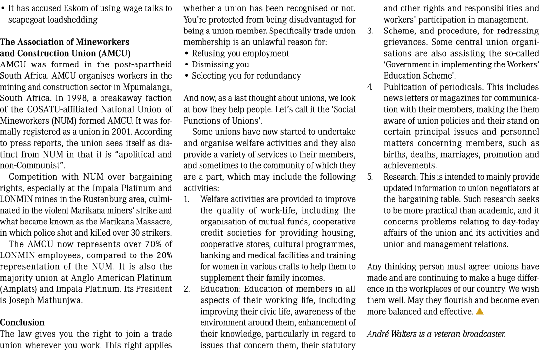 • It has accused Eskom of using wage talks to scapegoat loadshedding The Association of Mineworkers and Construction ...