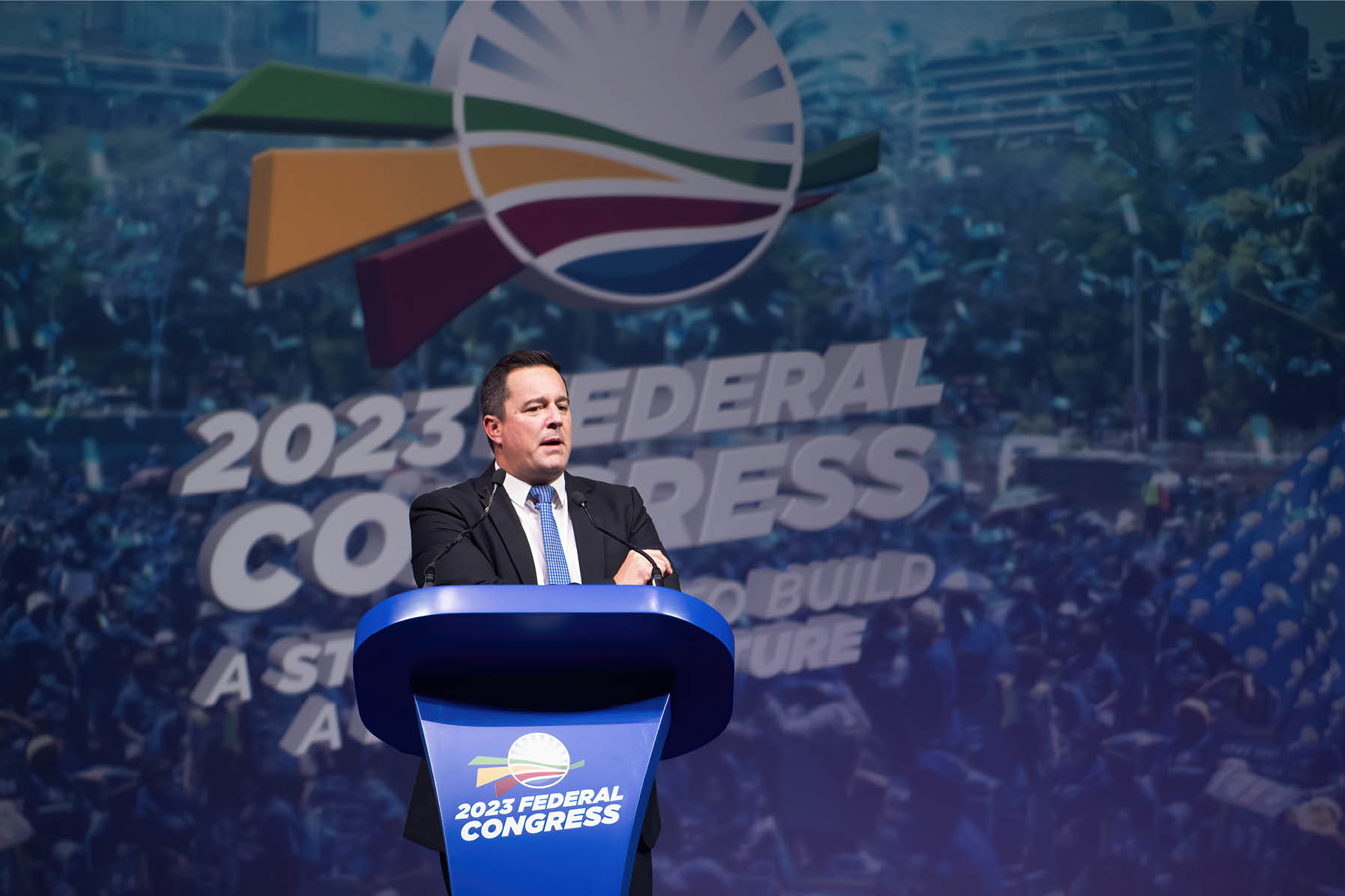 MIDRAND, SOUTH AFRICA ? APRL 01: John Steenhuisen at the Democratic Alliance (DA) Federal Congress on Day 01 at Gallagher Estate on April 01, 2023 in Midrand, South Africa. The national elective conference elects the top six leadership positions. (Photo by Elizabeth Sejake/Rapport/Gallo Images via Getty Images)