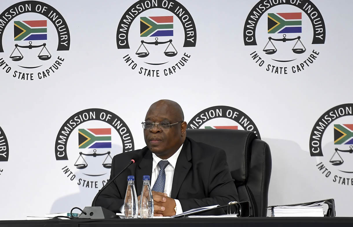 JOHANNESBURG, SOUTH AFRICA AUGUST 20: (SOUTH AFRICA OUT) Deputy Chief Justice Raymond Zondo presides over the judicial commission of inquiry into state capture at Parktown on August 20, 2018 in Johannesburg, South Africa. The commission was established to inquire, investigate and make recommendations into any and all allegations of state capture, corruption and fraud in the public sector. On the first day of the commission it was revealed that, former President Jacob Zuma, his son Duduzane and the Gupta family are all implicated in the so alleged state capture corruption. (Photo by Deaan Vivier/Netwerk24/Gallo Images/Getty Images)