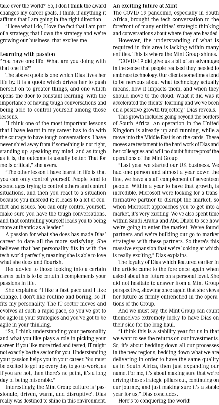 take over the world?’ So, I don’t think the award changes my career goals, I think if anything it affirms that I am g...