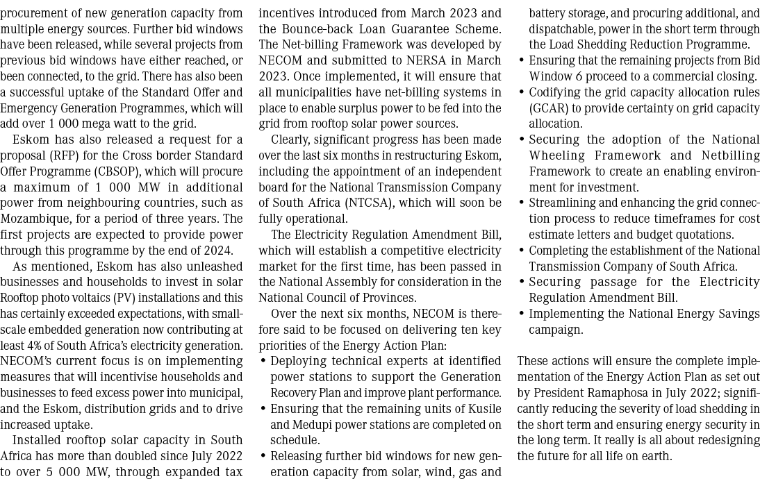 procurement of new generation capacity from multiple energy sources. Further bid windows have been released, while se...