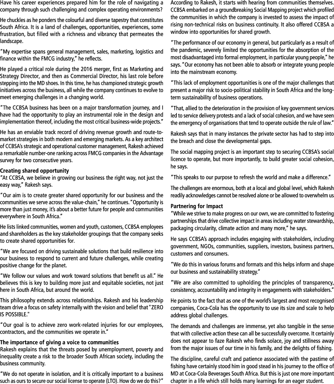 Have his career experiences prepared him for the role of navigating a company through such challenging and complex op...