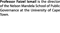 Professor Faizel Ismail is the director of the Nelson Mandela School of Public Governance at the University of Cape T...