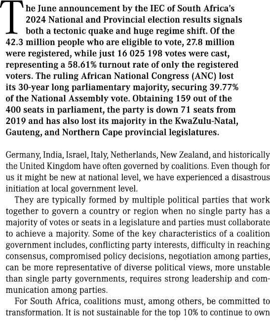  The June announcement by the IEC of South Africa’s 2024 National and Provincial election results signals both a tect...