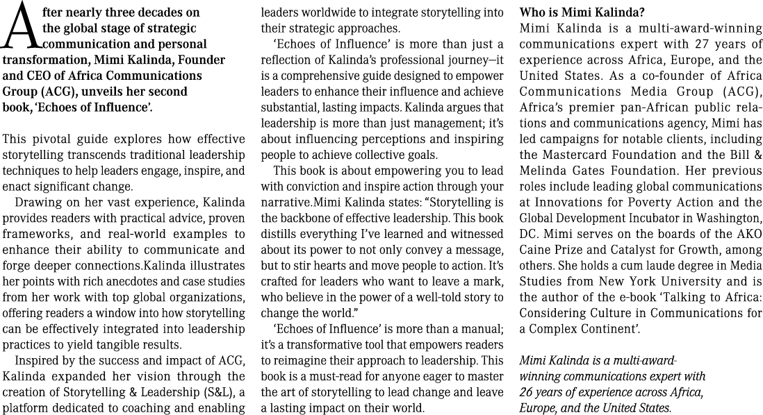  After nearly three decades on the global stage of strategic communication and personal transformation, Mimi Kalinda,...