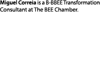 Miguel Correia is a B BBEE Transformation Consultant at The BEE Chamber. 