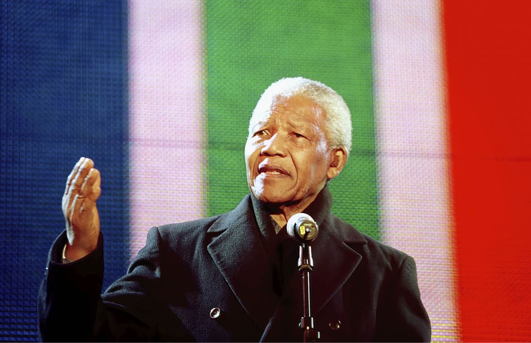 388486 07: Ex-South African President Nelson Mandela speaks at the Celebrate South Africa Concert April 29, 2001 in Trafalgar Square in London, England. The concert was held to celebrate 7 years of democracy in South Africa and to recognize the work of the UK founded Anti-Apartheid Movement. (Photo by Sion Touhig/Newsmakers)